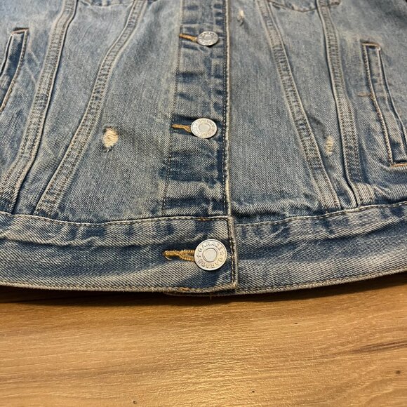 (CLO3)Garage Coupe Boyfriend Fit Distressed Denim Jean Jacket Women Size S Women - Picture 8 of 8